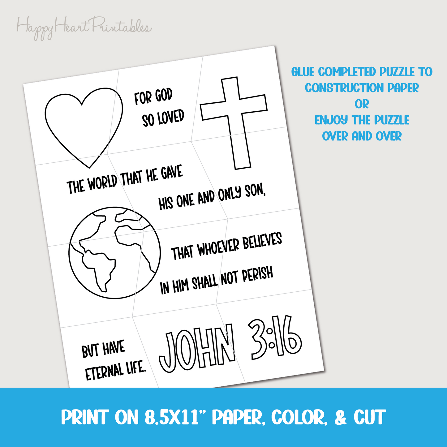 Printable Bible Verse Puzzle - John 3:16