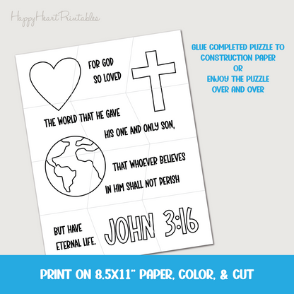 Printable Bible Verse Puzzle - John 3:16
