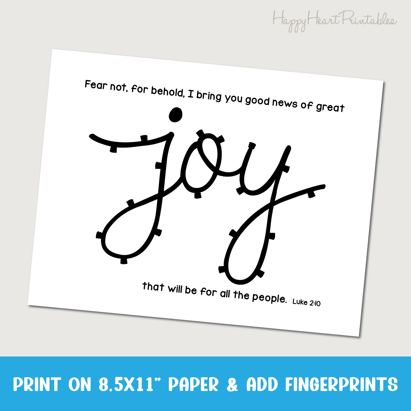 Fingerprint Christmas Lights Printable Craft - JOY