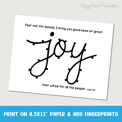 Fingerprint Christmas Lights Printable Craft - JOY