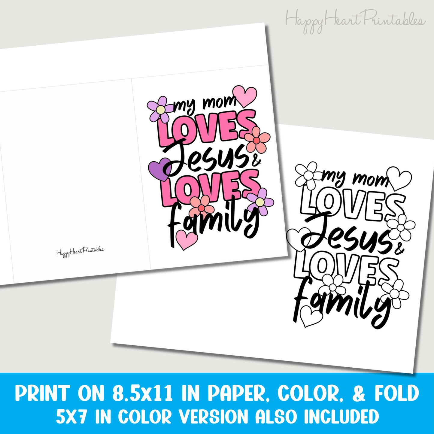 Mom Loves Jesus Printable Mother's Day Coloring Card