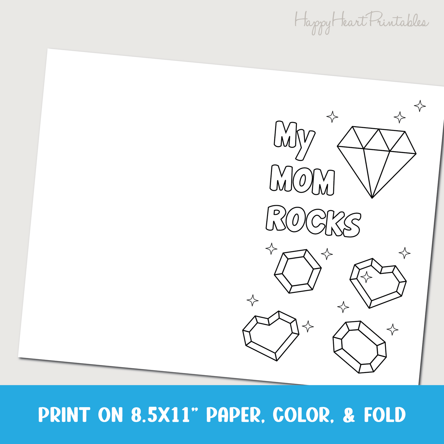 My Mom Rocks - Mother's Day Printable Coloring Card