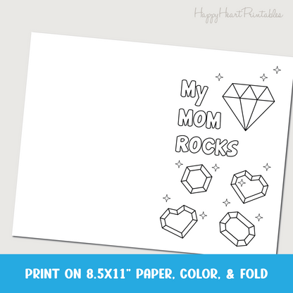 My Mom Rocks - Mother's Day Printable Coloring Card