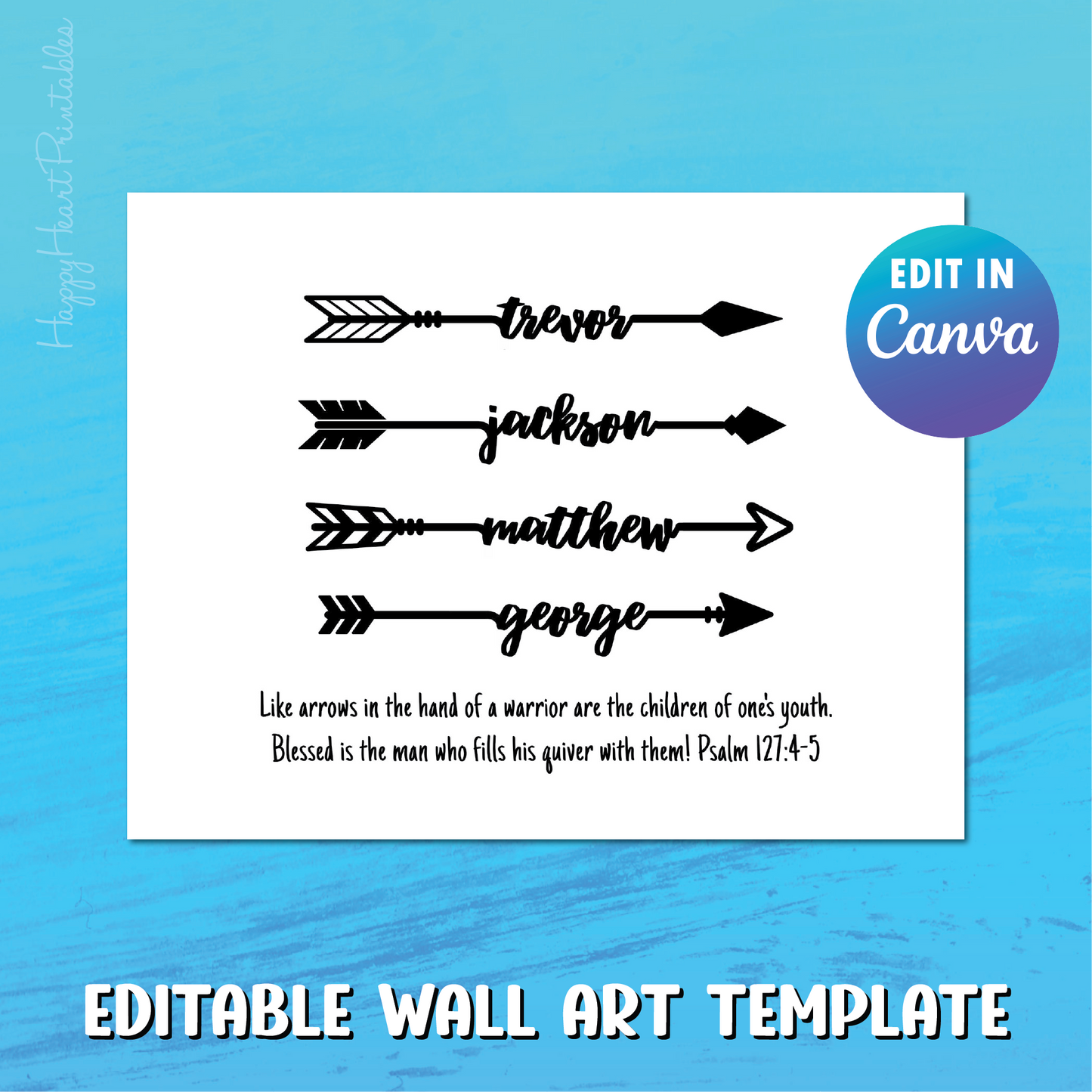 Name Arrows Father's Day Wall Art Template