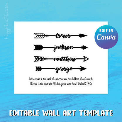 Name Arrows Father's Day Wall Art Template