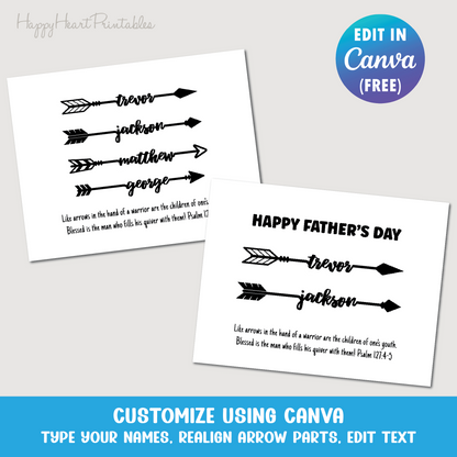 Name Arrows Handprint Father's Day Craft Template