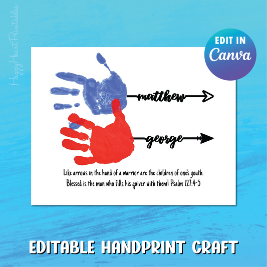 Name Arrows Handprint Father's Day Craft Template