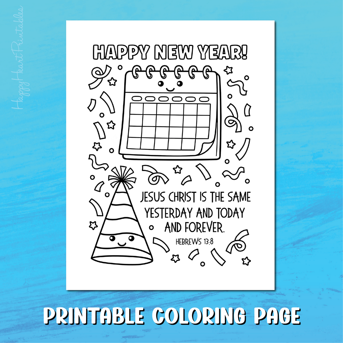 New Year's Eve Bible Verse Coloring Page