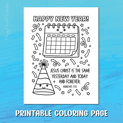 New Year's Eve Bible Verse Coloring Page