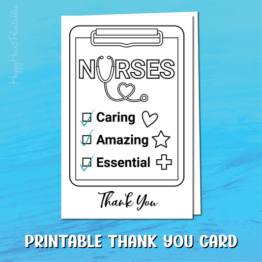 Nurse Thank You Coloring Card