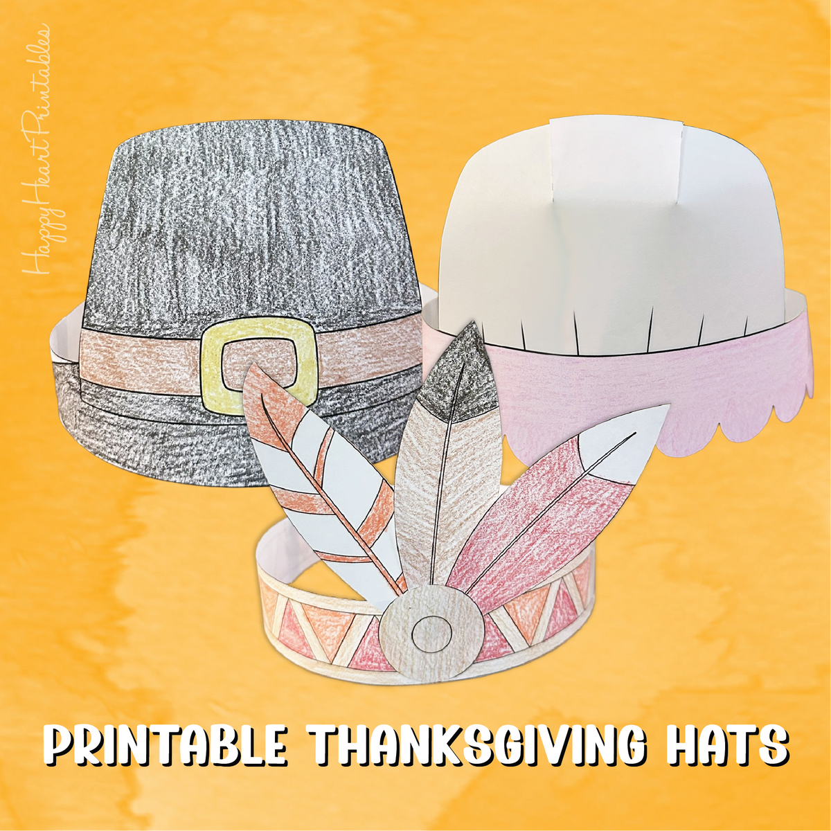 Thanksgiving Pilgrim and Native American Printable Hats