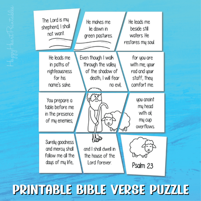 Printable Bible Verse Puzzle - Psalm 23 Craft Puzzle