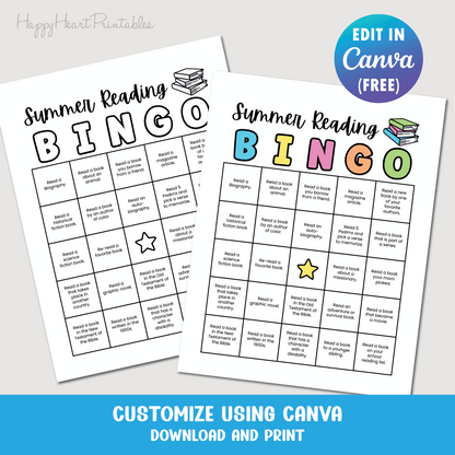 Christian Summer Reading Editable BINGO Chart