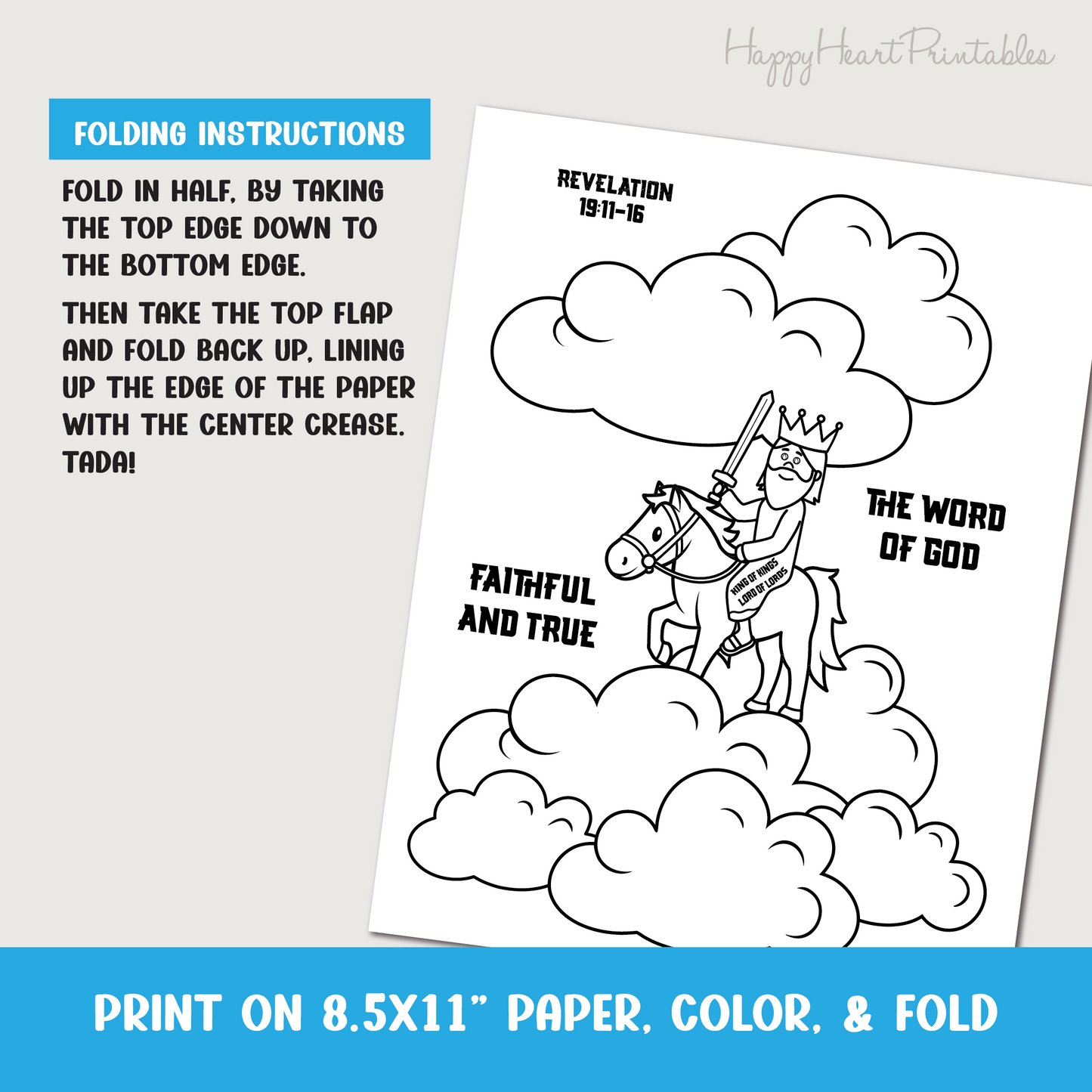 Jesus on White Horse Revelation 19 Folding Surprise Craft