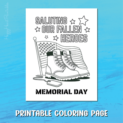 Memorial Day Coloring Page - Salute Our Fallen Heroes