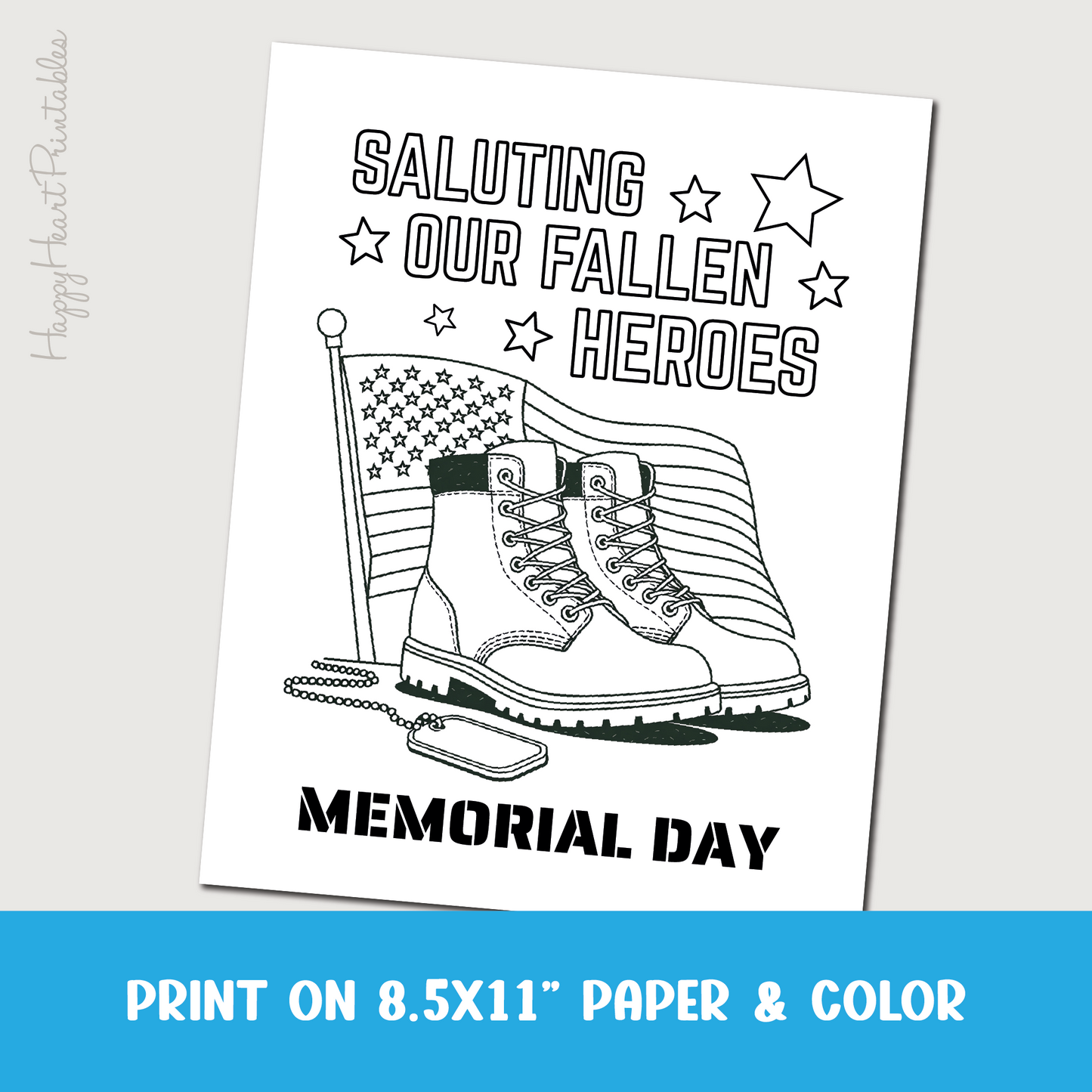 Memorial Day Coloring Page - Salute Our Fallen Heroes