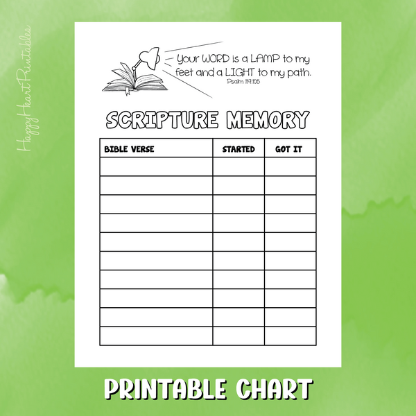 Printable Scripture Memory Chart – Happy Heart Printables