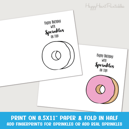 Fingerprint Donut Birthday Day Card Printable