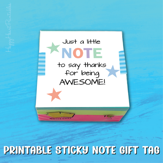 Thank You Gift Tag - Printable Sticky Note Tag