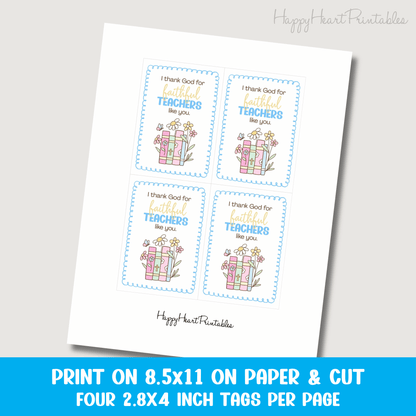 Christian Teacher Appreciation Printable Gift Tag