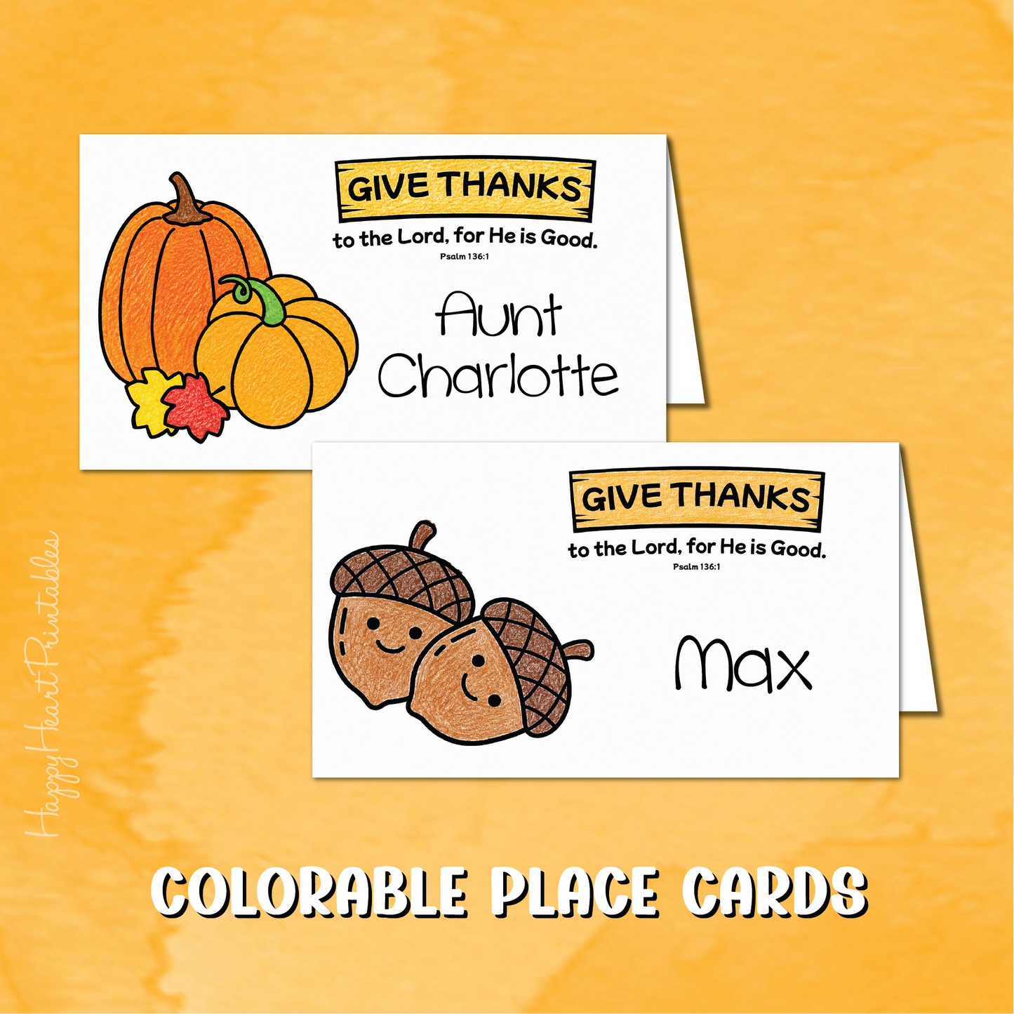 Thanksgiving Colorable Place Cards
