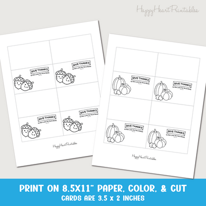 Thanksgiving Colorable Place Cards