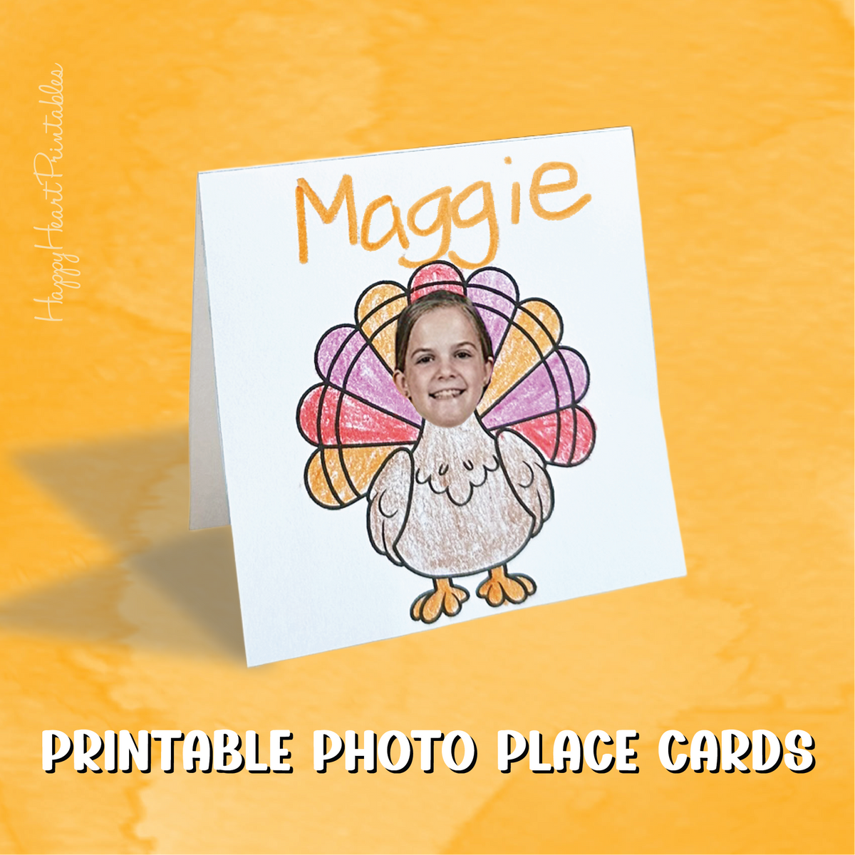 Thanksgiving Turkey Photo Printable Place Cards