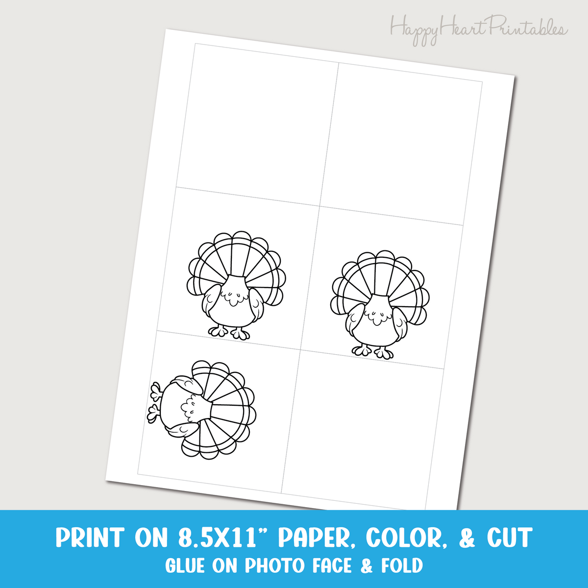 Thanksgiving Turkey Photo Printable Place Cards