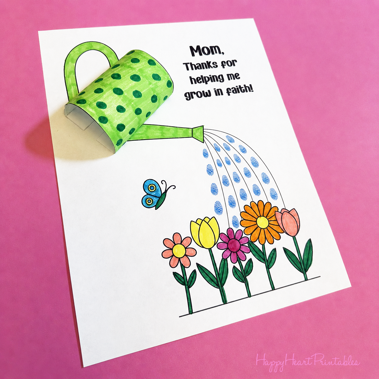 Christian Mother's Day Craft Template - Helping Me Grow in Faith Watering Can