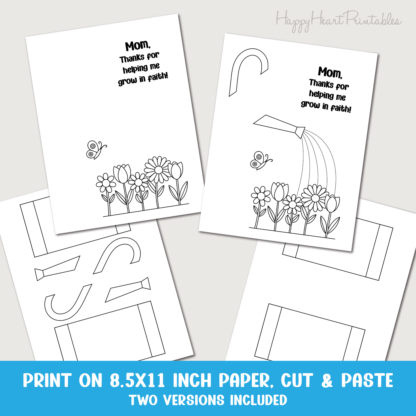 Christian Mother's Day Craft Template - Helping Me Grow in Faith Watering Can