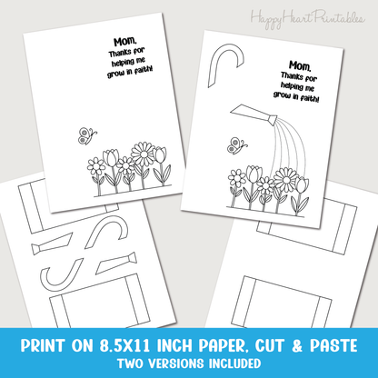 Christian Mother's Day Craft Template - Helping Me Grow in Faith Watering Can