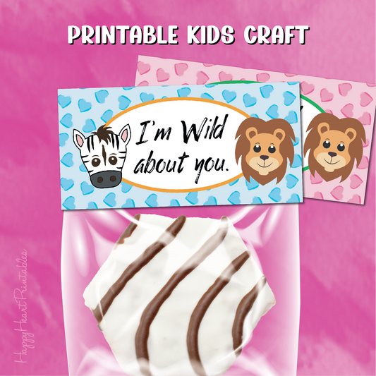 Wild About You Printable Valentine's Day Treat Bag Topper